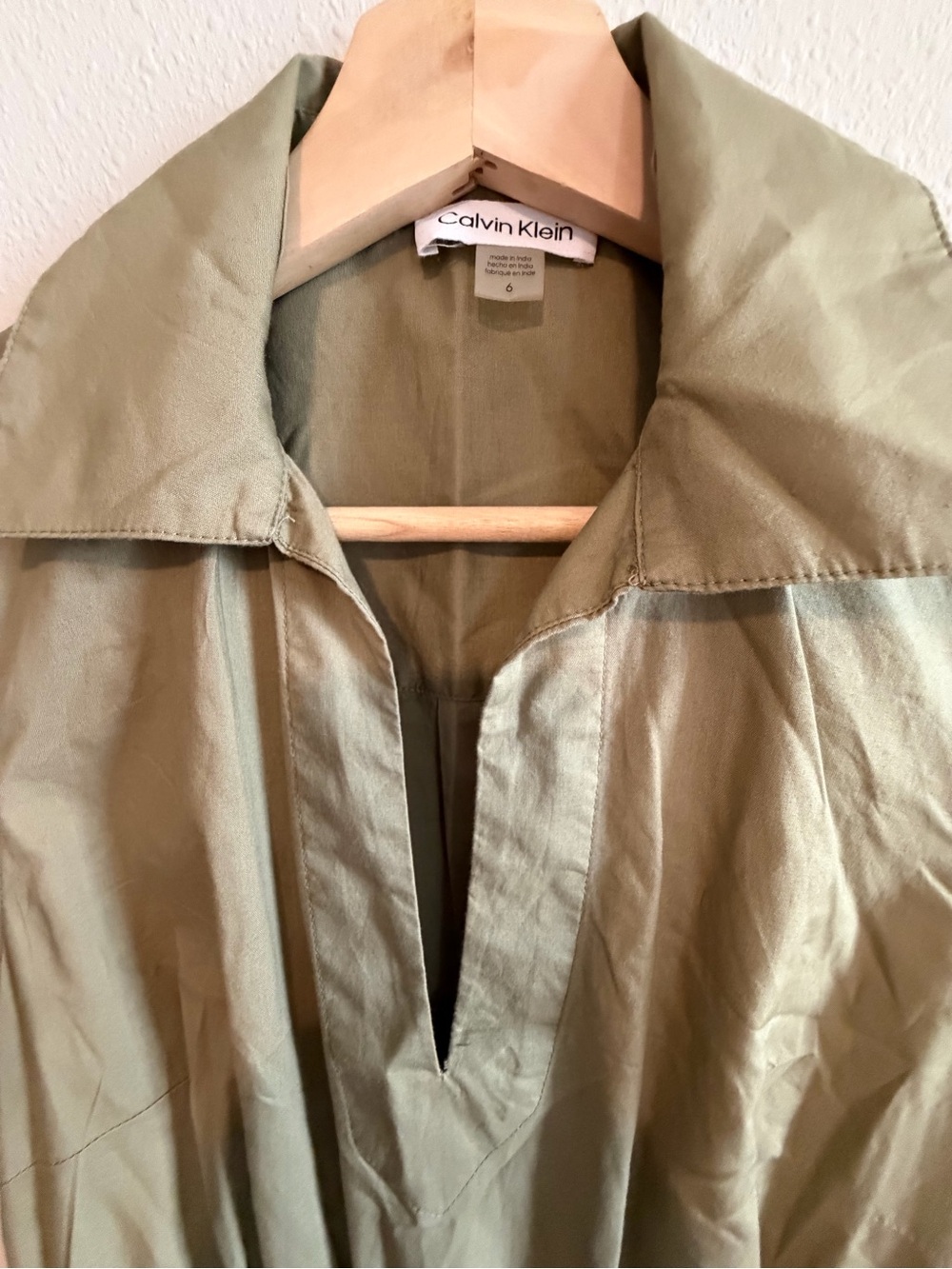Calvin Klein Olive Green Sleeveless Collared Maxi Dress - Picture 7 of 9